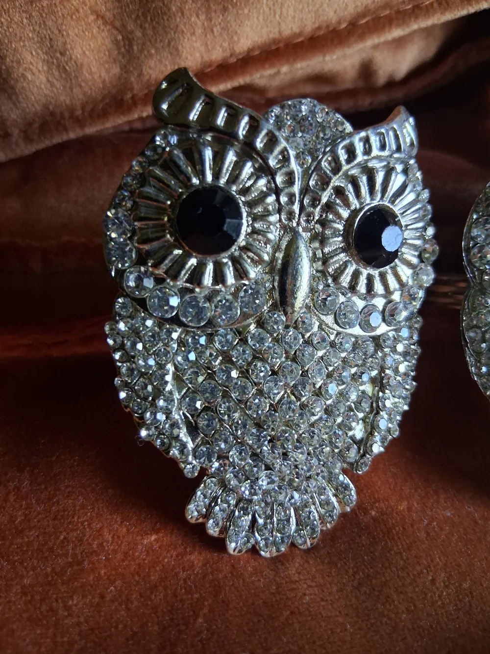 Tahari Home Owl Rhinestone Napkin Rings Set 4 Silver Tine Sparkle Table Decor